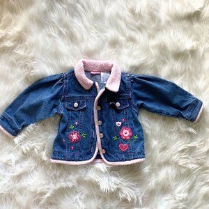 Cradle Togs Denim Jacket Embroidered Floral Pink